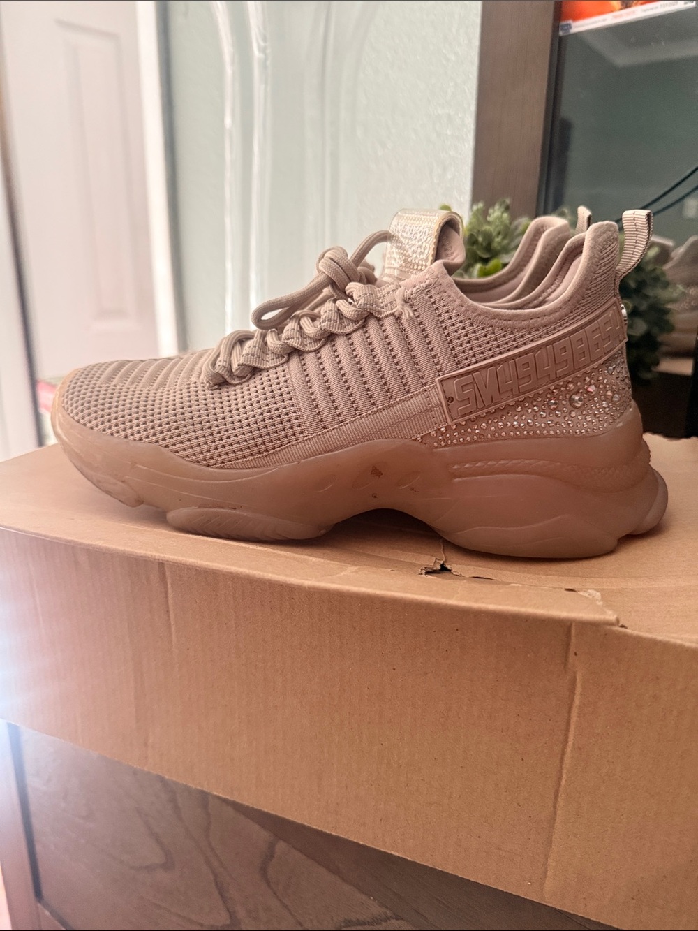 Steve Madden Women's Taupe Knit Chunky Sneakers